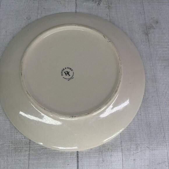 Dover & York RINGS SWIRL Circles Rust Red Stoneware Coupe Dinner Plates Set of 4 - Picture 9 of 16